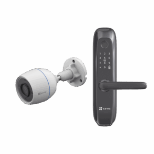 Kit de Cerradura Inteligente con Cámara IP Wi-Fi modelo CS-H3C / Apertura Remota desde la App / Códigos Temporales Para Visitantes / Lectura de Huella / Lectura de Tag / Contraseña /  Botón para Timbrar / Alarma Anti-intrusion