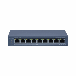 Switch PoE+ / Monitoreable / 8 Puertos 10/100 Mbps PoE+ / 1 Puerto 1000 Mbps Uplink /  Configuración Nube Hik-Partner Pro / Modo Extendido hasta 300 metros / 60 W