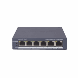 Switch Gigabit PoE+ / Administrable / 4 Puertos 1000 Mbps PoE+ / 2 Puertos 1000 Mbps Uplink / Configuración Nube Hik-PartnerPro / Modo Extendido hasta 300 Metros / 45 Watts