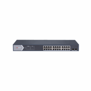 Switch Gigabit PoE+ / Administrable / 24 Puertos 1000 Mbps PoE+ / 2 Puertos SFP / Configuración Remota desde Hik-PartnerPro / PoE Extendido 250 Metros / 370 Watts