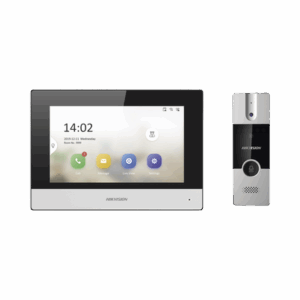 Kit de Videoportero Híbrido de Plastico / IP a 4 Hilos con Función de Llamada a App Hik-Connect / Monitor se Conecta a Internet por Cable o WiFi y por 4 Hilos al Frente de Calle / Expandible a Mas Equipos