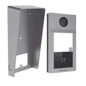 Kit Videoportero + Carcasa protectora IP 2 Megapixel / Llamada y Apertura Remota desde App Hik-Connect / PoE / Exterior IP65 + Antivandalico IK08 / 1 Departamento / Apertura con Tarjeta / Soporta 2 Puertas y hasta 6 Monitores