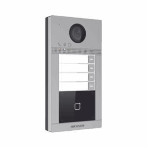 Videoportero IP 2 Megapixel / Llamada y Apertura Remota desde App Hik-Connect (Requiere monitor )/ PoE / Exterior IP65 + Antivandalico IK08 / 4 Departamento / Apertura con Tarjeta / Soporta 2 Puertas y hasta 6 Monitores