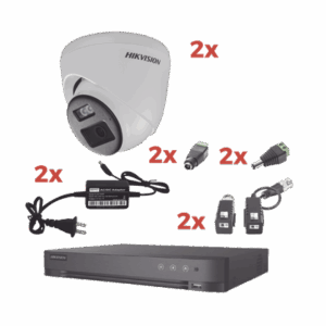 Kit Audio Bidireccional TurboHD 1080p / DVR 4 Canales / 2 Cámaras Eyeball (Exterior) con Bocina y Microfóno Integrado / 2 Fuentes de Poder / Accesorios