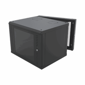 Gabinete Abatible de Pared (Con Marco Trasero) con Rack 19" de 12 Unidades. Ventana de Cristal Templado.